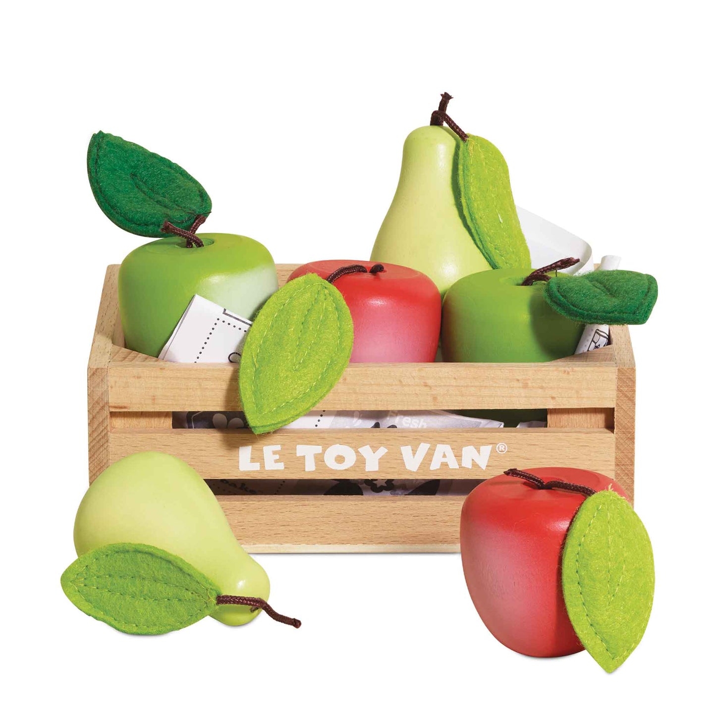 Caixa de Mercado de Madeira com Frutas do Pomar