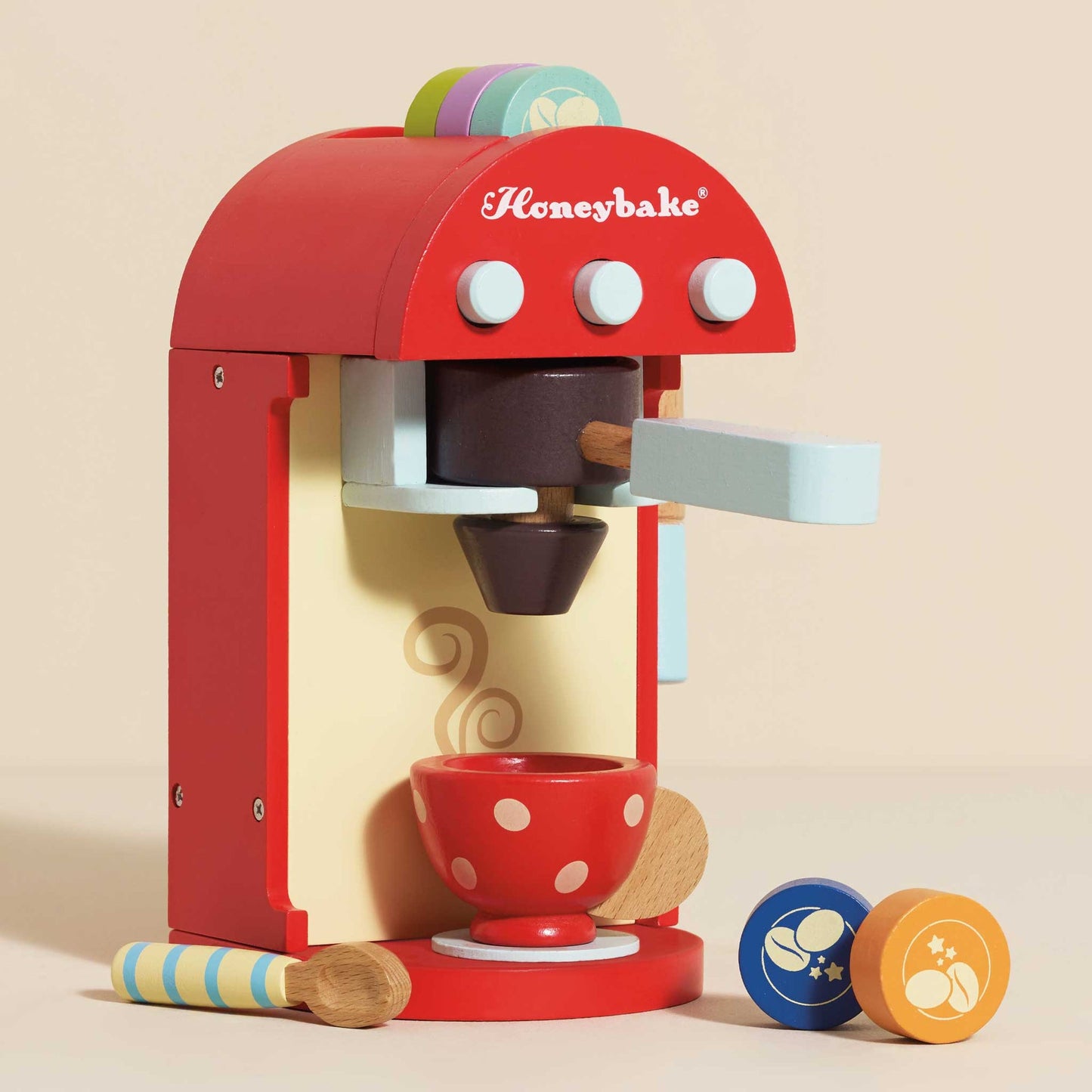 Máquina de Café e Xícara de Brinquedo de Madeira
