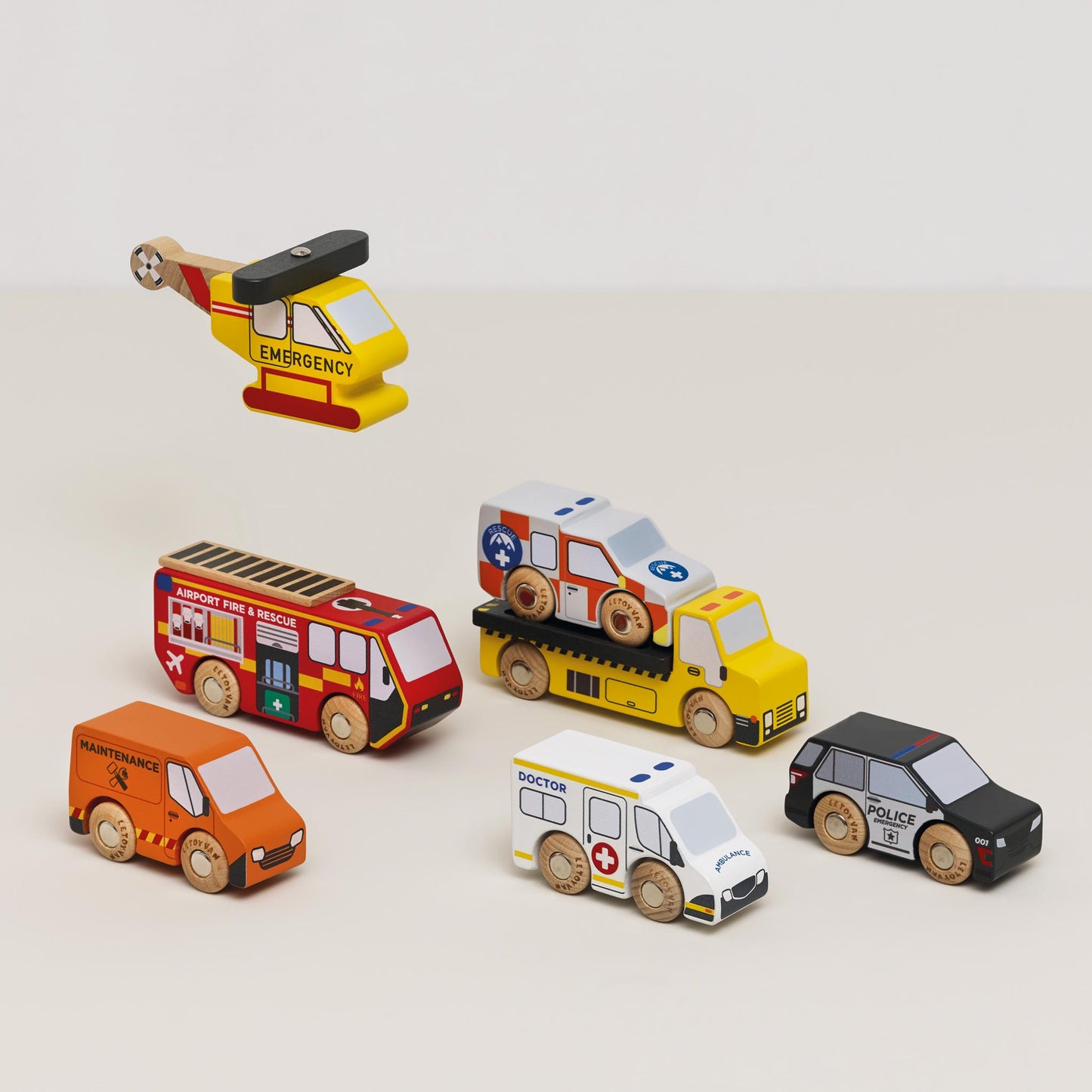 Conjunto de Carros de Brinquedo de Emergência
