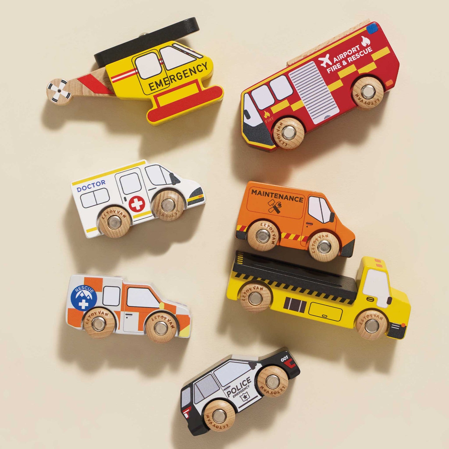 Conjunto de Carros de Brinquedo de Emergência