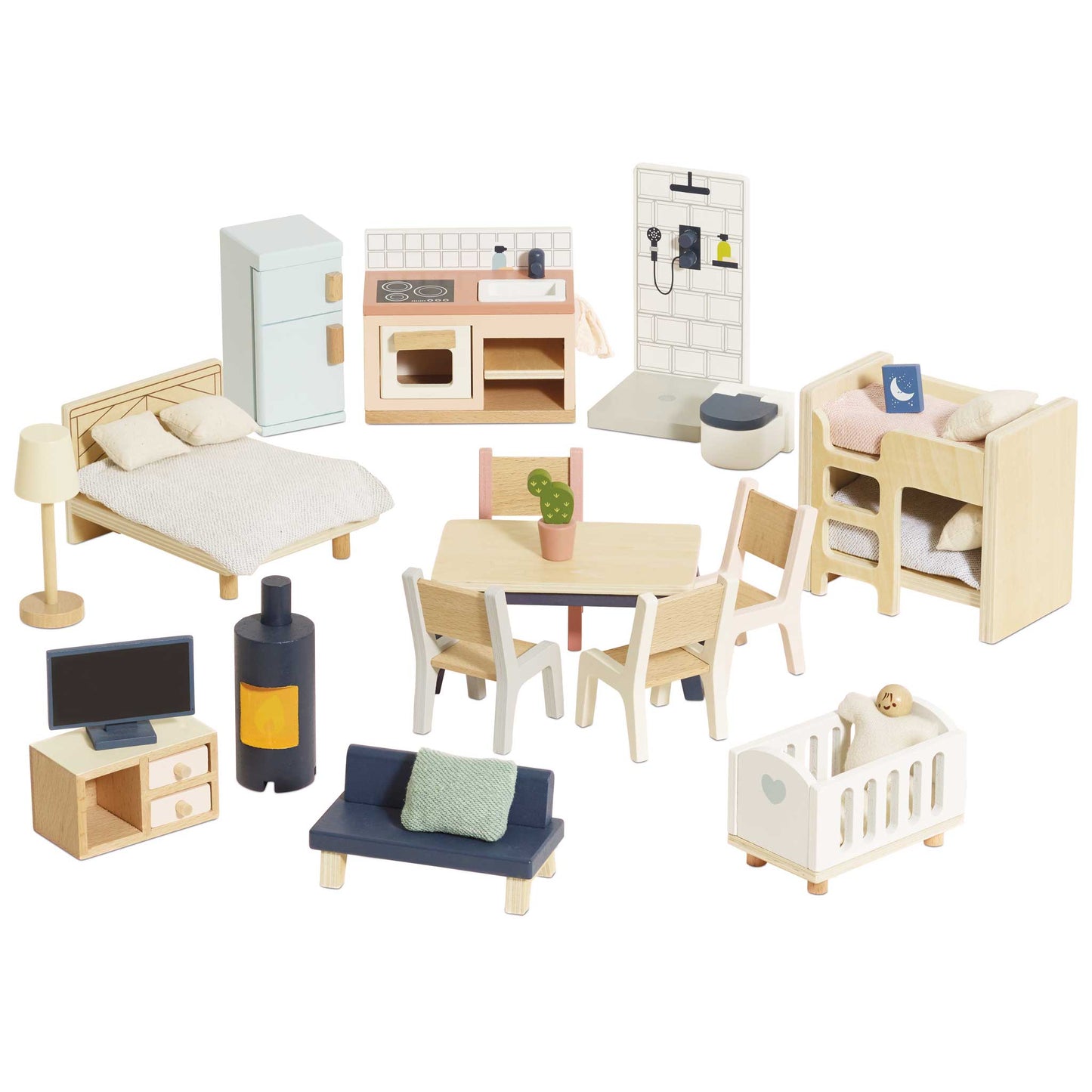 Conjunto Completo de Móveis para Casa de Bonecas