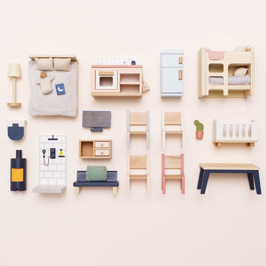 Conjunto Completo de Móveis para Casa de Bonecas