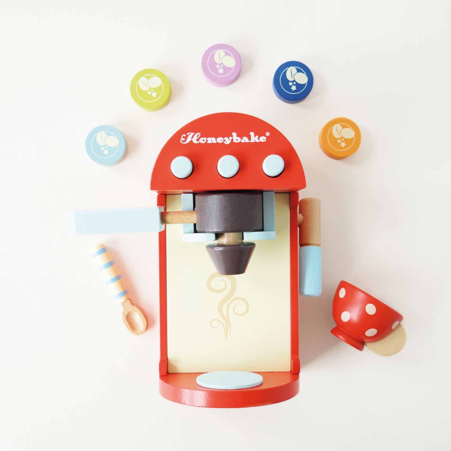Máquina de Café e Xícara de Brinquedo de Madeira