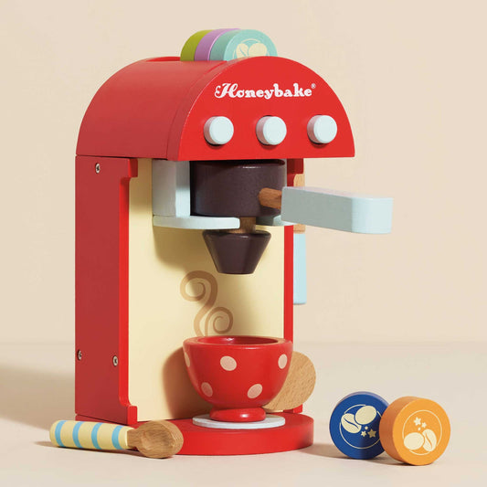 Máquina de Café e Xícara de Brinquedo de Madeira
