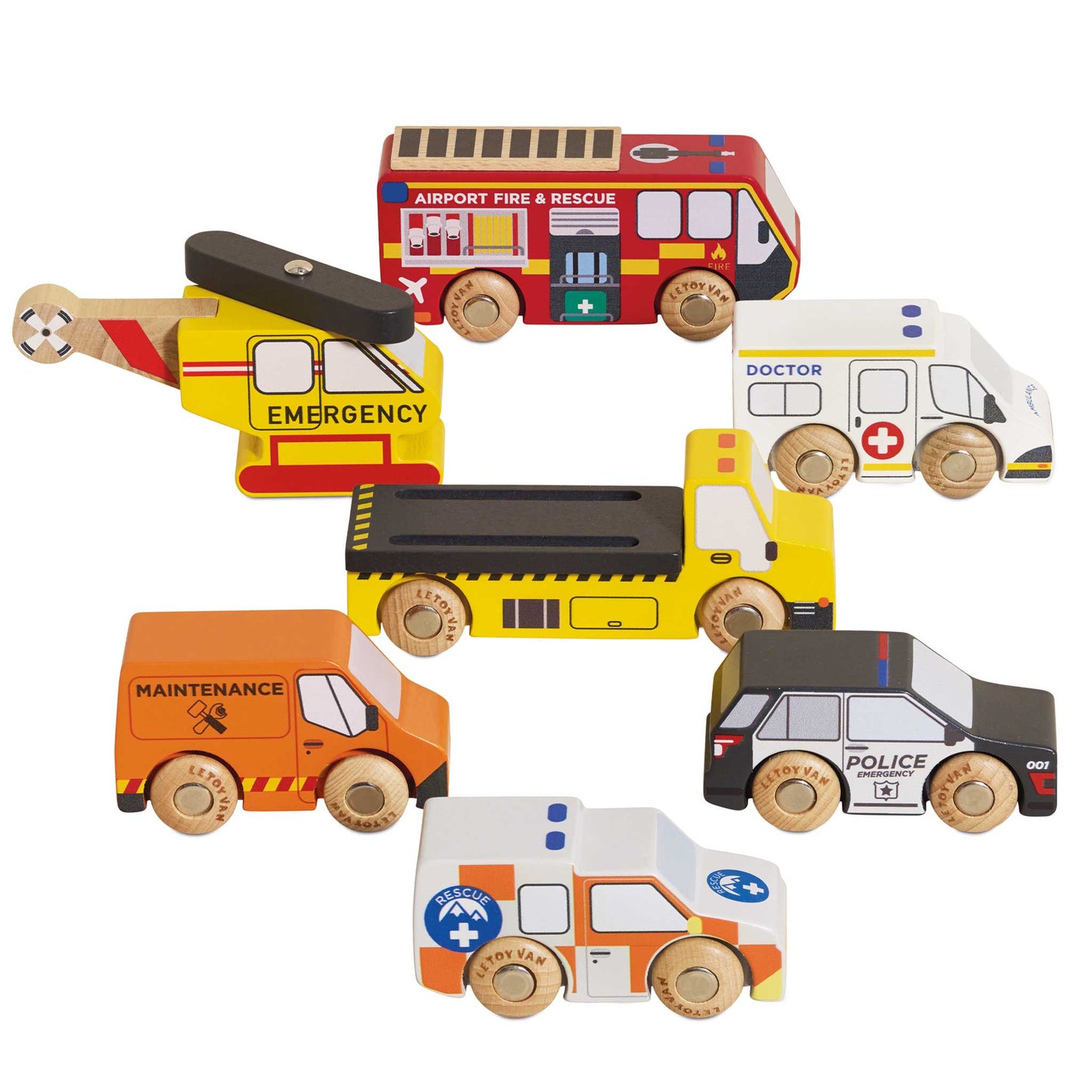 Conjunto de Carros de Brinquedo de Emergência